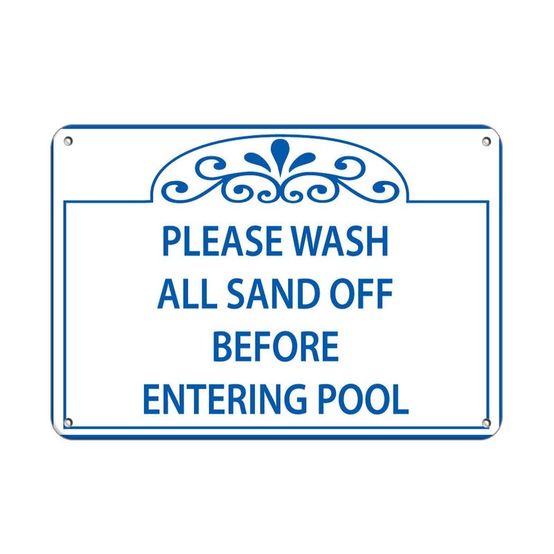 ZMKDLL Please Wash All Sand Off Before Entering Pool Signs Metal Sign,12x8 Inches - Image 1